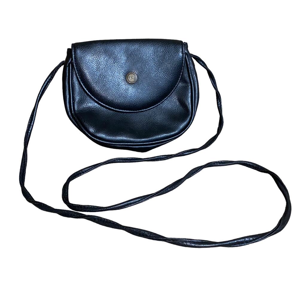 Rolf’s vintage leather retro crossbody foldover flap leather handbag purse black